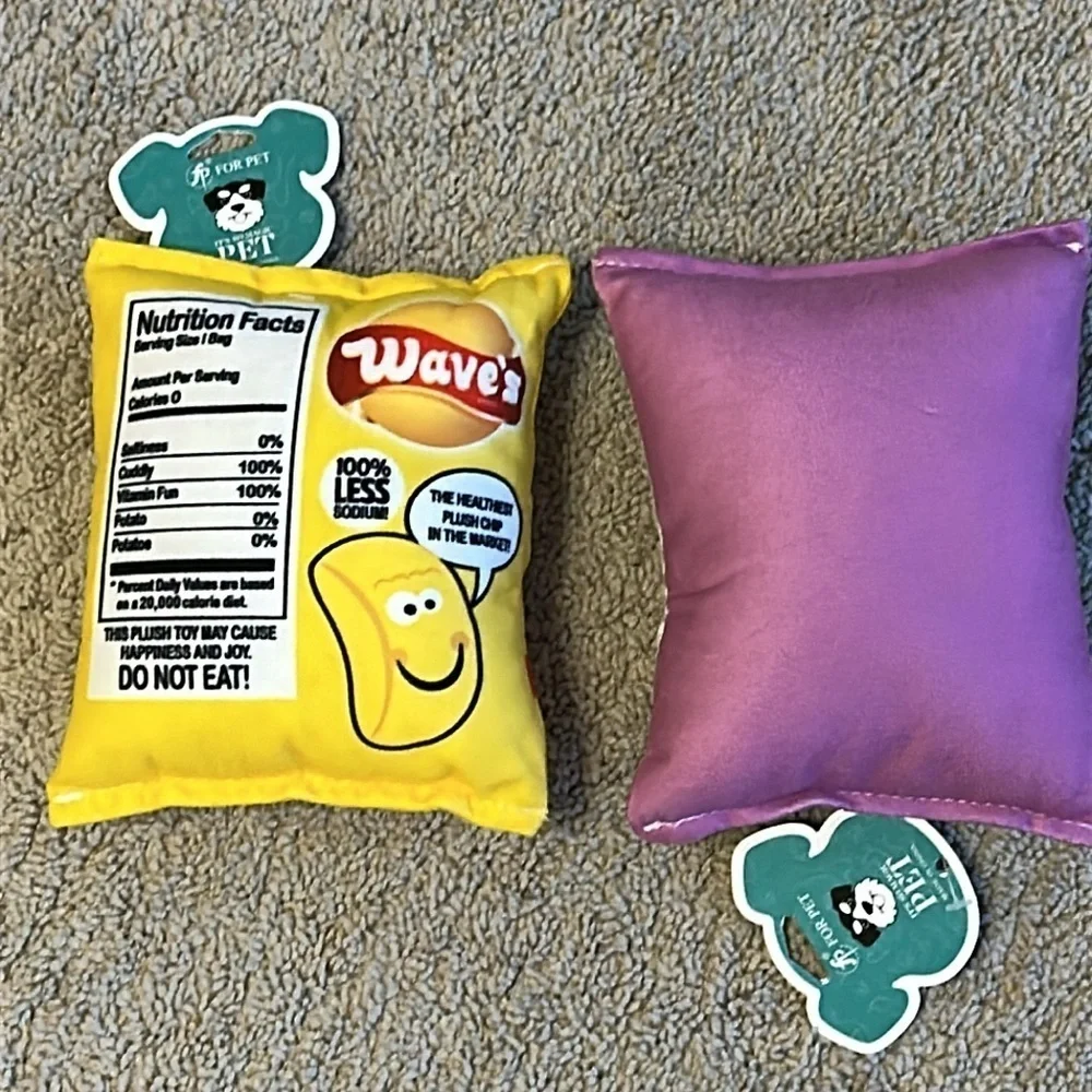 Dog / Cat Plush Squeaky Toys Potato Chips & Cookies (LOT OF 2) BRAND NEW